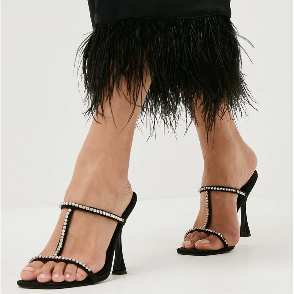 KAREN MILLEN Viscose Satin Crepe Feather Hem Trousers - 2 - Picture 3 of 7